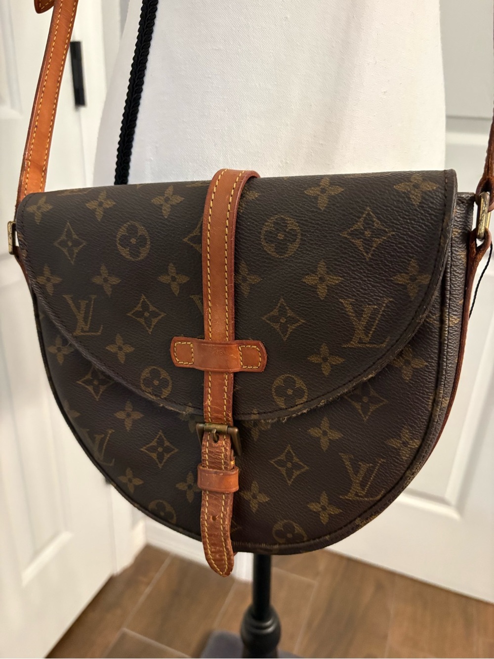 Louis Vuitton Brown Monogram Crossbody Bag with Tan Trim
